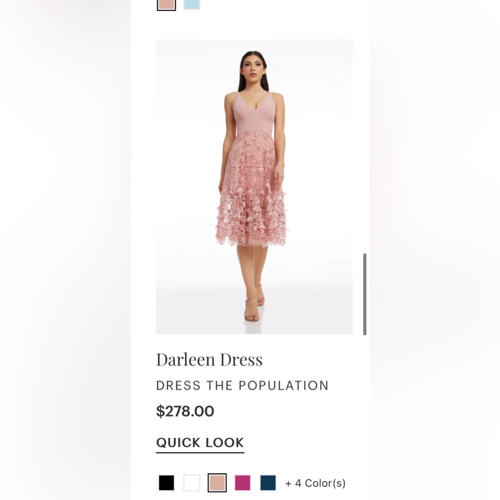 Dress the Population Pink A-line Midi Dress V-neck Sleeveless